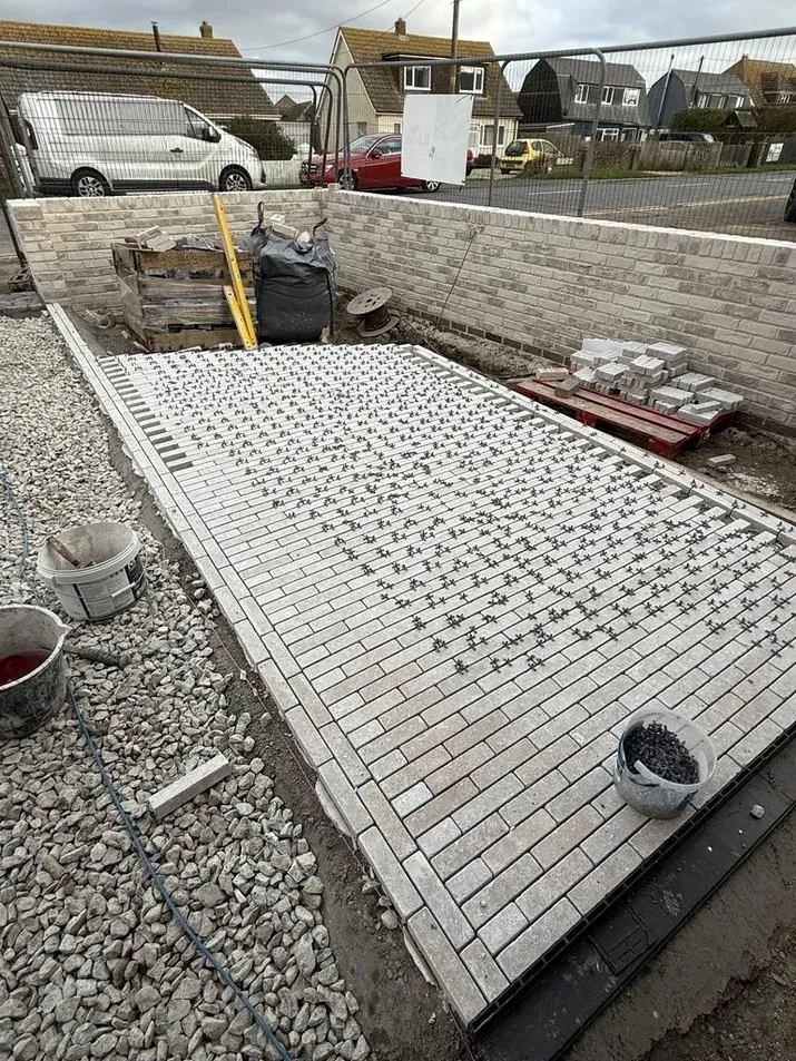 Block paving driveway installation in progress in Kent