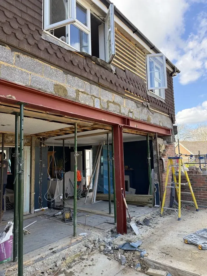 Structural steelwork installation for extension in Kent