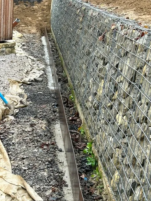 Gabion retaining wall construction in Kent