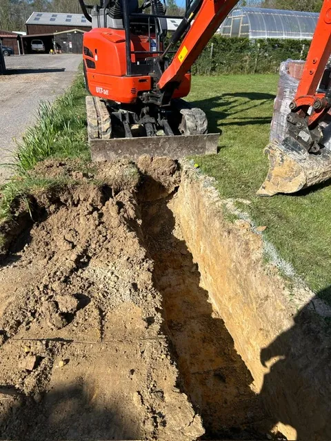 Indian sandstone patio installation in progress in Kent