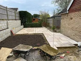 Patio and garden landscaping in Kent