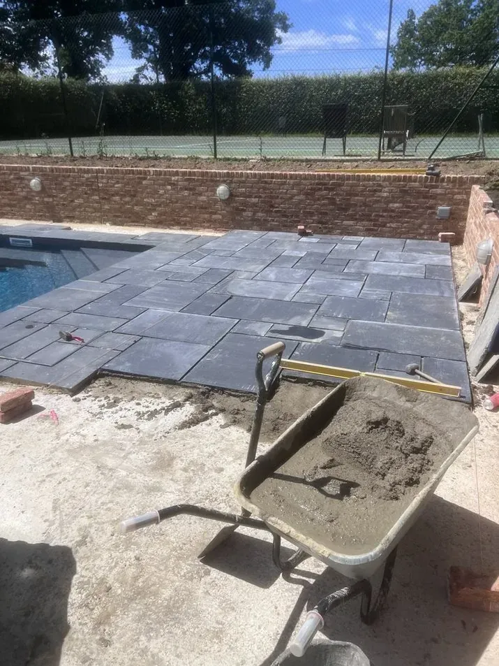 Pool patio detail in Kent
